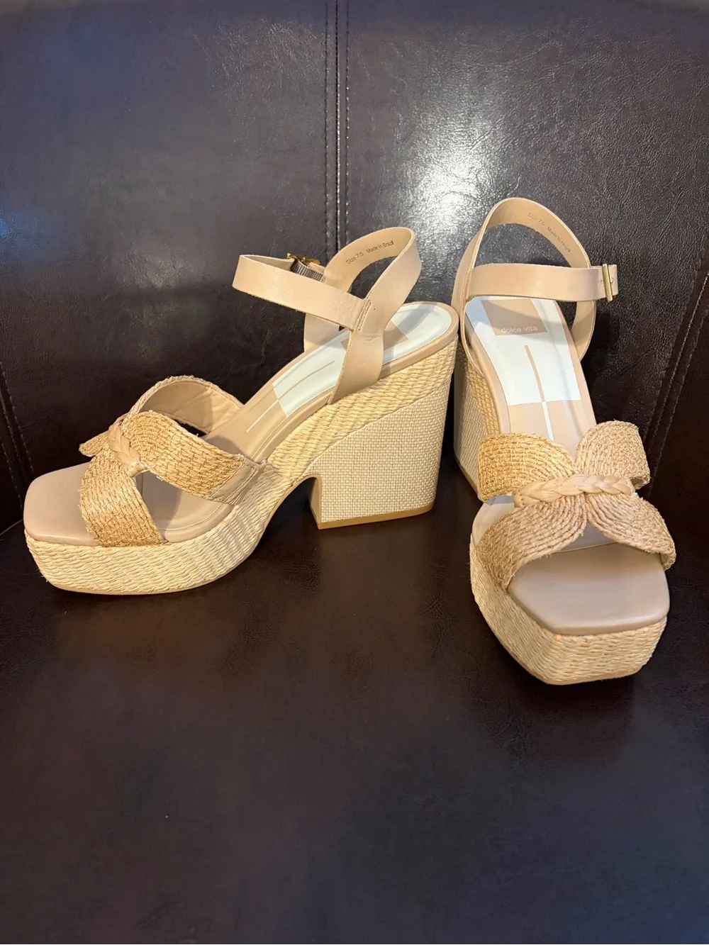 Dolce Vita Beige Braided Platform Wedge Sandals shoes tan camel women’s size 7.5